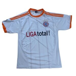 FC Bayern Munchen Liga Total Soccer Jersey White Orange Mens Small/Medium
